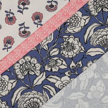 Preview: Canvas Baumwolle - Blue Flowers | Meterware